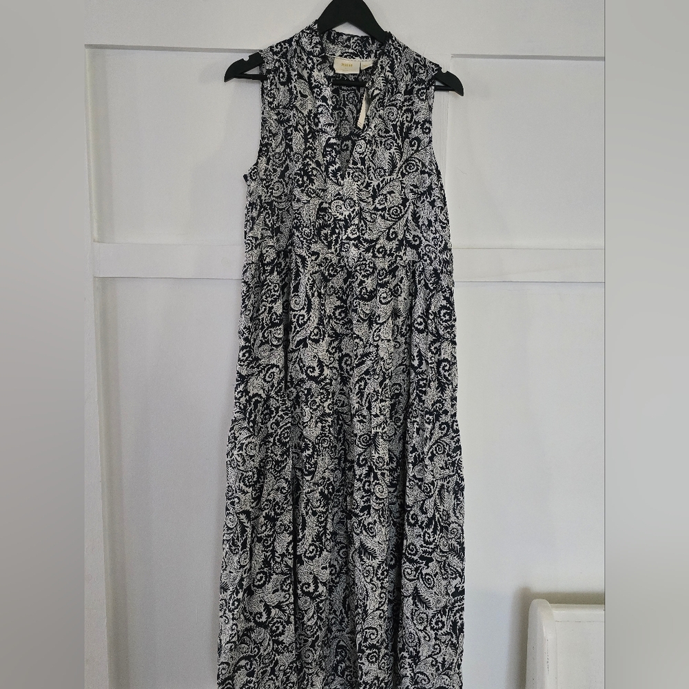 NWT Anthropologie Maeve Floral Maxi Black White Dress Small - Picture 4 of 7